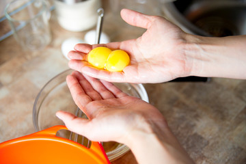 Woman making delicious chicken pot pie on a table