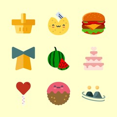 food icons set. outdoor, customer, studio and flower graphic works