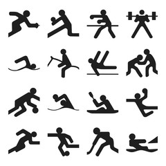 Set of simple olympic games icons summer sports on white background