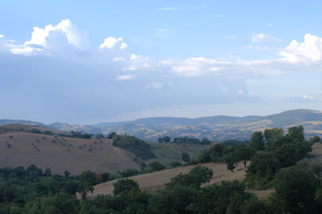 hill,italy,landscape,panorama,countryside,clouds,sky,agriculture