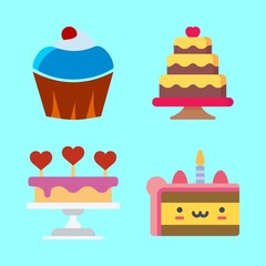 4 cake icons set