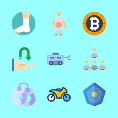 man icons set. law, phone, data and lunar graphic works