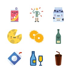 drink vector icons set. hot chocolate, soda, wine and illness in this set