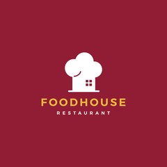 food house chef hat kitchen restaurant cafe logo vector icon