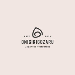 Obraz premium onigiri logo japanese restaurant sign icon hipster vintage retro vector line outline monoline