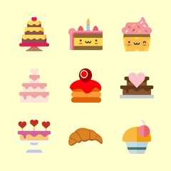 9 cake icons set