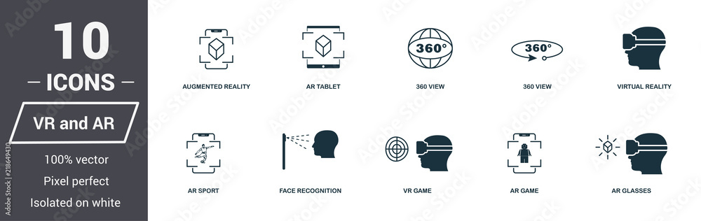 Aufkleber ar and vr icons set. premium quality symbol collection. ar and vr icon set simple elements. ready to