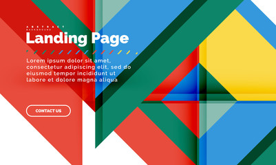 Square shape geometric abstract background, landing page web design template