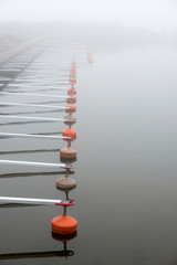 Empty harbor in the mist