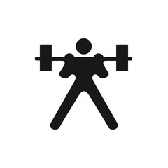 Weightlifting black logo symbol with barbell on white background