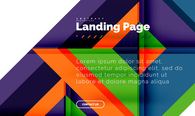 Square shape geometric abstract background, landing page web design template