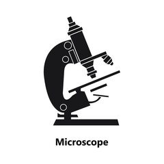 Black microscope symbol sign on white background single word