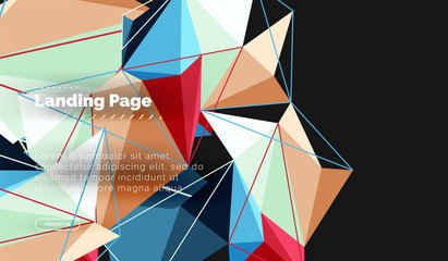 Vector 3d triangle abstract background, polygonal geometric design