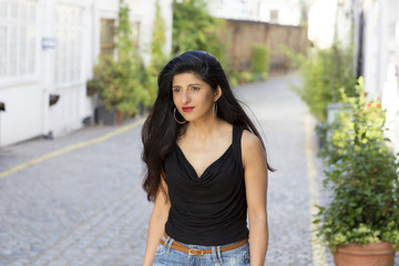 Beautiful indian woman enjoying a walk