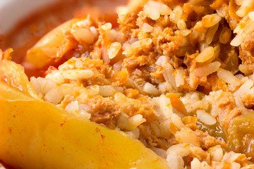 Stuffed peppers with  rice, meat and vegetables.
