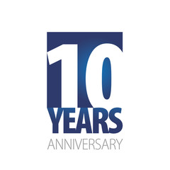 10 Years Anniversary blue white logo icon banner