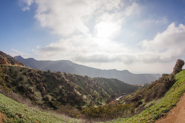 Hiking trail to the Hollywood Sign, a hike on the mount Lee, Hollywood, California.