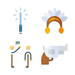 war vector icons set. native american, salutation, lightsaber and gun in this set