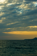 Amazing sea sunset, the sun, waves, clouds