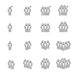 People Icons Line work group Team Vector, Business Meeting Communication.