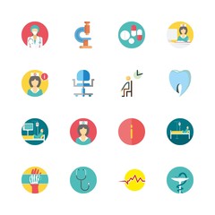 Fototapeta premium hospital vector icons set. nurse, pills, stethoscope and waiting room in this set