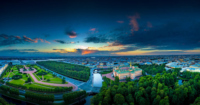 Saint Petersburg. Panorama of the city from a height. The Field of Mars in Petersburg. The engineering castle in St. Petersburg. Panorama of Russian cities. Streets of St. Petersburg.