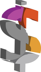 3d DOLLAR symbol
