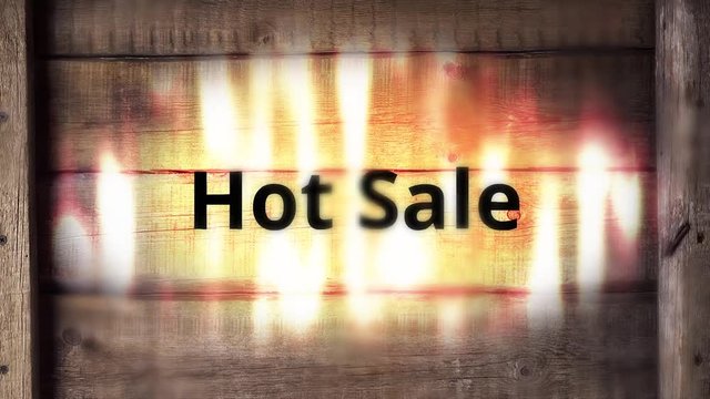 Burning hot sale inscription. Animation of a burning inscription HOT SALE. It's time for shopping