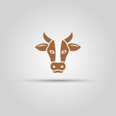 Cow head isolated vector icon or sign