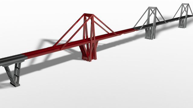 Modello tridimensionale del ponte Morandi di Genova, Liguria, Italia, Illustrazione, 3D rendering