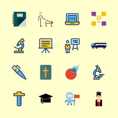 16 education icons set