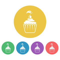 Cupcake vector colored round flat style icons