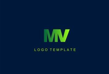 MV Green Letter Logo Design