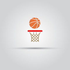 Ball and basketball hoop vector sign