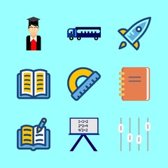 school icons set. office, construction, angle and meeting graphic works