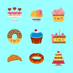 cake icons set. background, confection, photography and cute graphic works