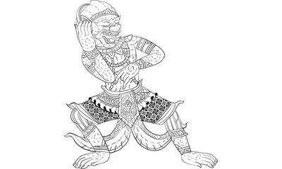 Fototapeta na wymiar Thai traditional painting, tattoo, vector
