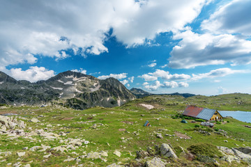 Fototapeta na wymiar Amazing Panorama from Kamenitsa peak, Pirin Mountain, Bulgaria.