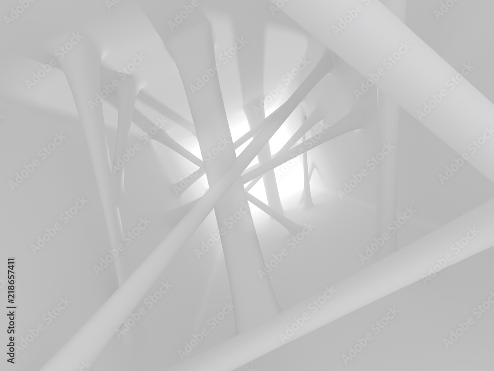 Poster abstract of futuristic architectural structure with sun light cast the shadow on wall and floor,whit