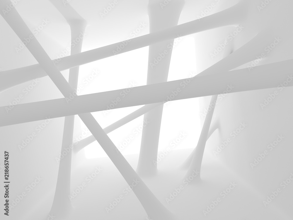 Leinwandbilder abstract of futuristic architectural structure with sun light cast the shadow on wall and floor,whit