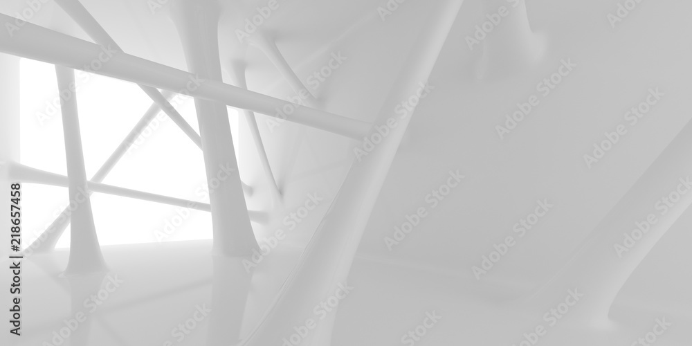 Fototapete abstract of futuristic architectural structure with sun light cast the shadow on wall and floor,whit