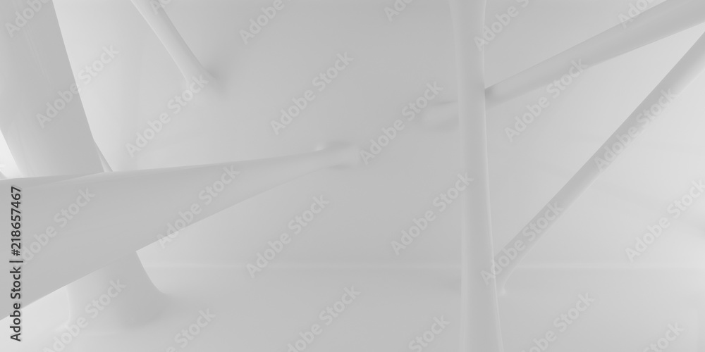 Poster Abstract of futuristic architectural structure with sun light cast the shadow on wall and floor,White smooth design space. 3D rendering