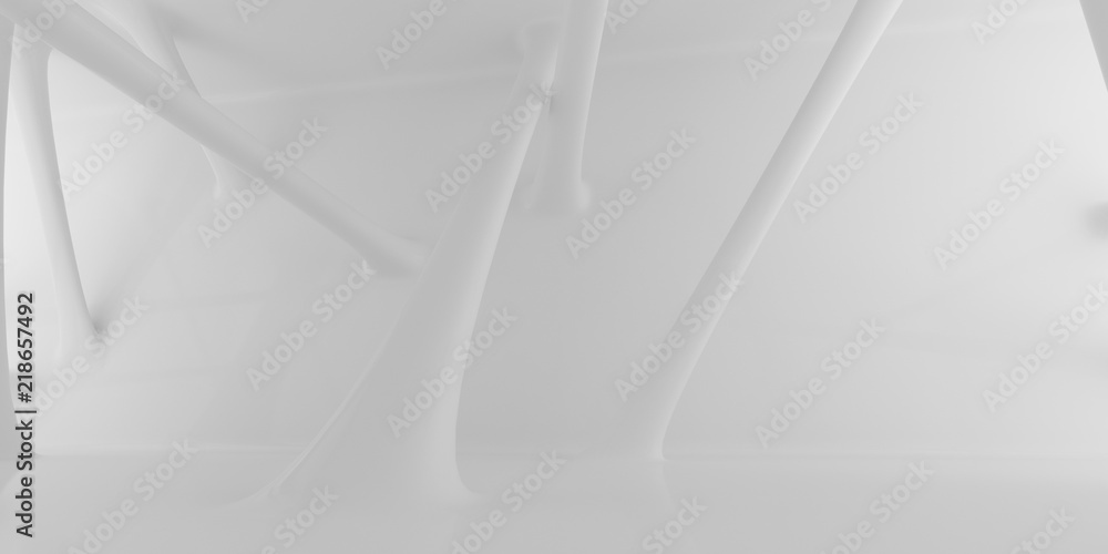 Poster Abstract of futuristic architectural structure with sun light cast the shadow on wall and floor,White smooth design space. 3D rendering