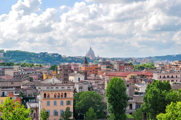 Fototapeta na wymiar Rome skyline and St. Peter's Basilica dome, Italy