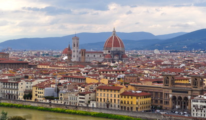 Fototapeta na wymiar View over Florence and Florence Cathedral, Italy