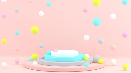 3d background. Abstract wallpaper. Shapes 3d. Flying geometric objects. Minimalism. Trendy modern illustration. Render. Stylish concept. Poster backdrop. Minimal style. Pastel colors.