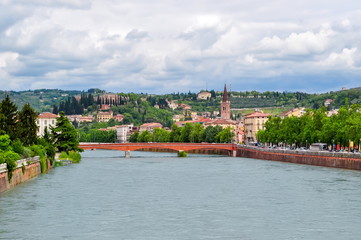 Obraz premium Panorama of Verona and Adige river, Italy