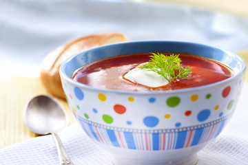 Borsch - traditional Ukrainian beetroot and cabbage soup