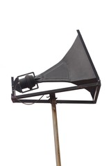 Black vintage loudspeaker. Megaphone