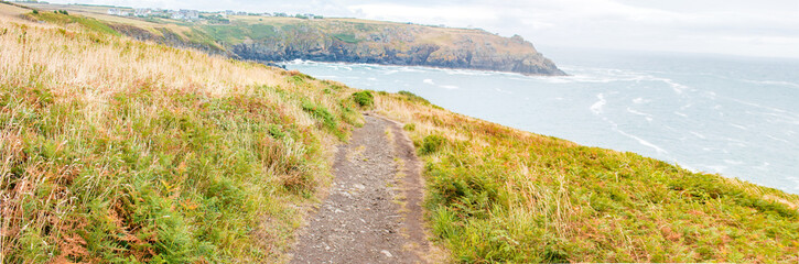 Housel Bay Landscape Panorama near National Trust Lizard Point / Lizard Head at The Lizard Peninsula West Cornwall South England UK